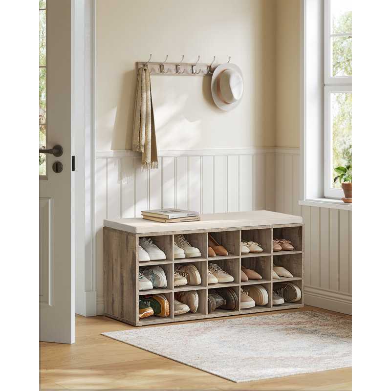 15 Pair Shoe Rack, Brown/Beige