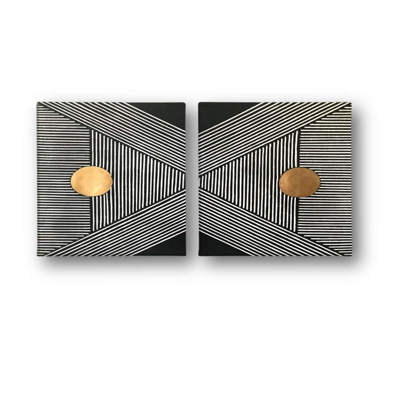 Stylish Decorative Canvas Paintings (2 Pieces), 12 x 12 Inches | 100% Canvas with 100% Wooden Frame | Perfect for Living Room, Bedroom, or Office Decor, Adds Elegance and Modern Touch to Any Space
