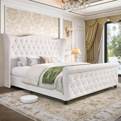 51 "Chenille Soft-Padded Platform Sled Bed