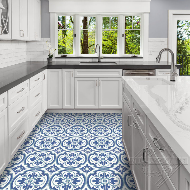 Danielle Admiral 8" x 8" Cement Patterned Wall & Floor Tile