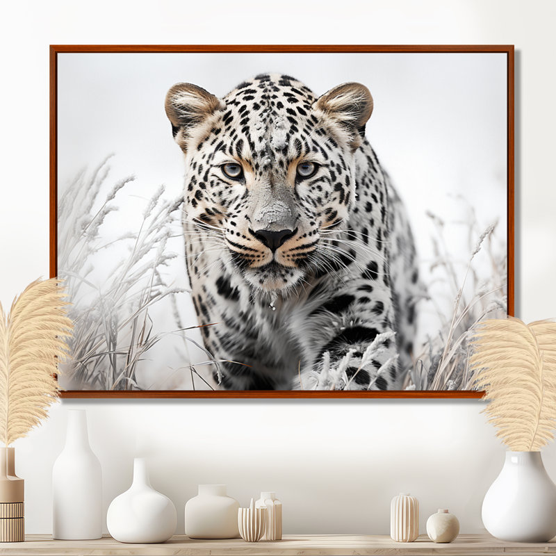 Jungle Leopard Stalk I - Leopard, H 16 po x l 32 po x P 1 po, Cadre flottant brun