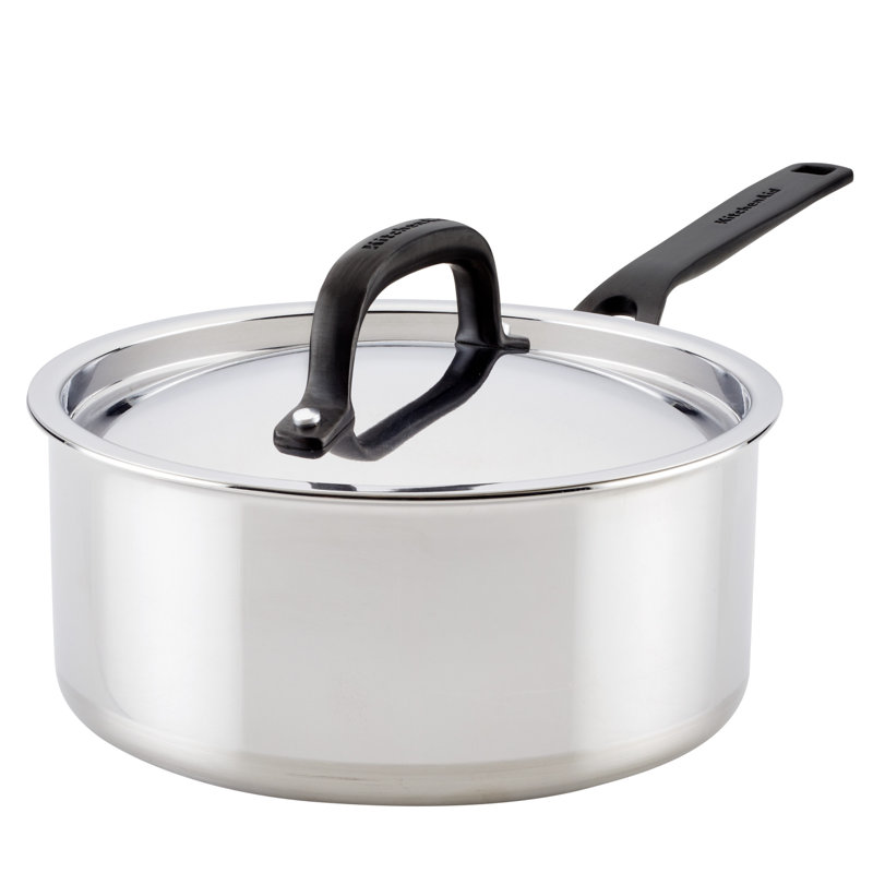 Kitchenaid 5-ply Clad Stainless Steel Saucepan With Lid, 3-quart, Polished Stainless Steel