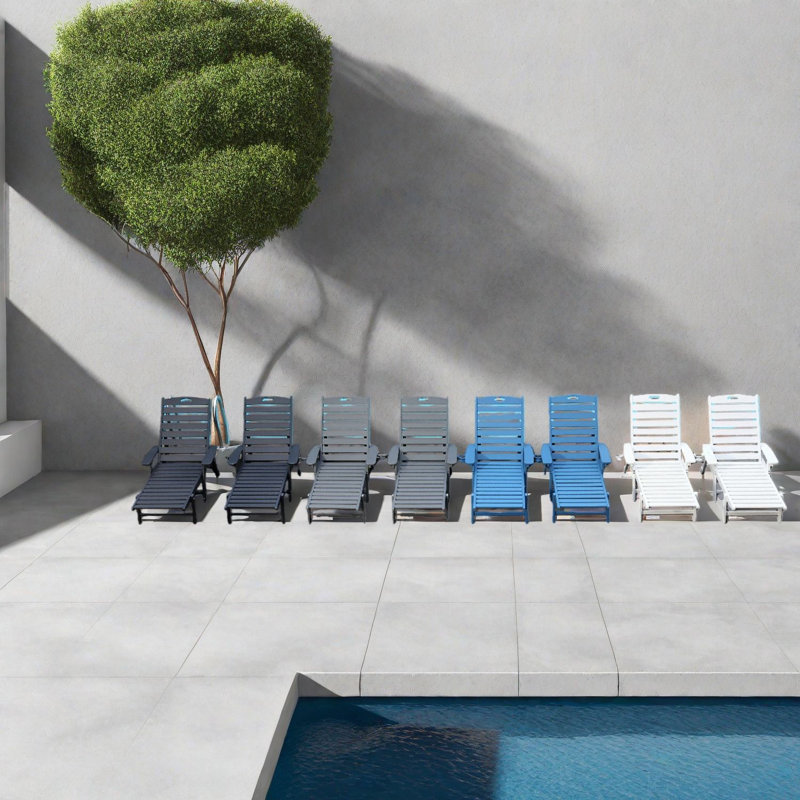 Chaise longue de patio réglable en Hdpe, durable et mobile pour la détente en plein air