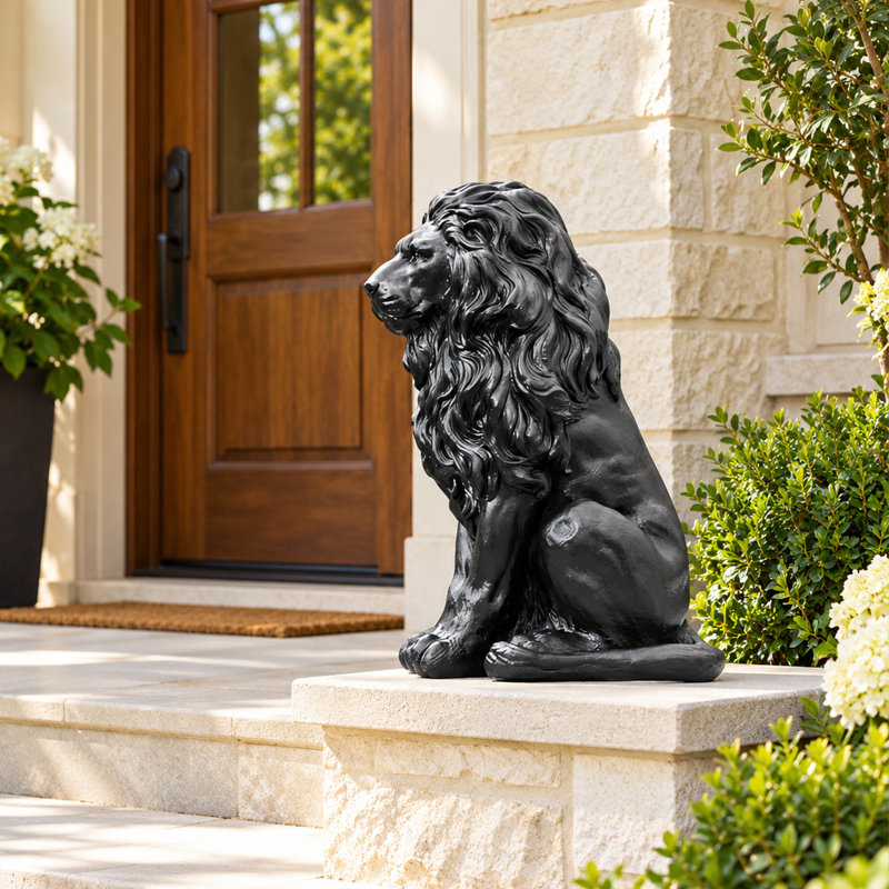 Statue de lion gardien en résine pour l'extérieur