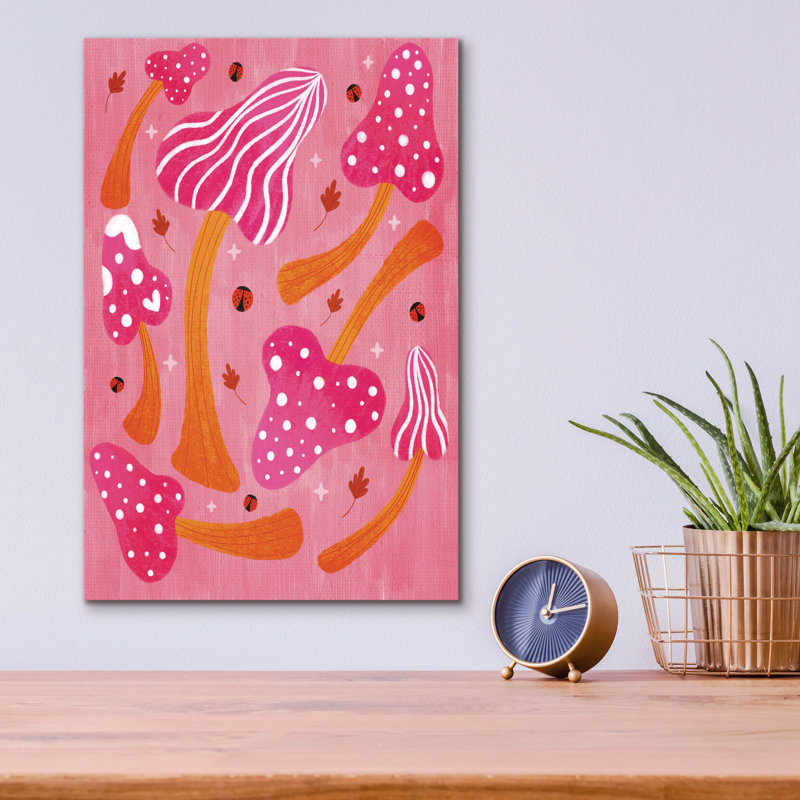  «Mushroom In Fall» par Club Daydream, art mural en verre acrylique, 12 po x 16 po