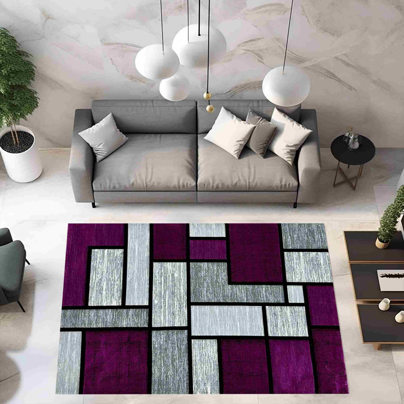 Tapis mauve à motif géométrique Mccampbell, Rectangle 8 pi x 11 pi