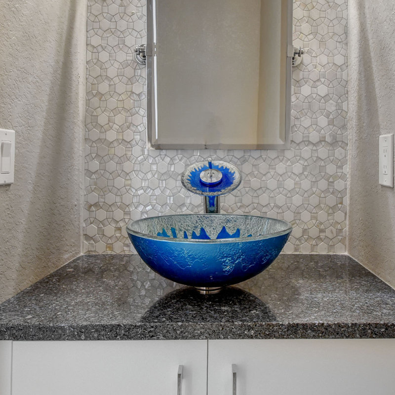 Novatto 16.5'' Blue Glass Circular Bathroom Sink