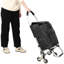 Chariot d'escalade avec roues triangulaires en acier inoxydable, chariot noir pliable avec sac Oxford imperméable amovible-123260363-123260362