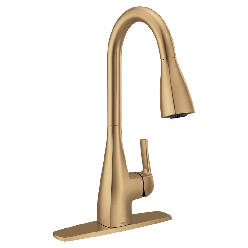 Moen Kiran One-handle High Arc Pulldown Kitchen Faucet with Power Clean, Gold