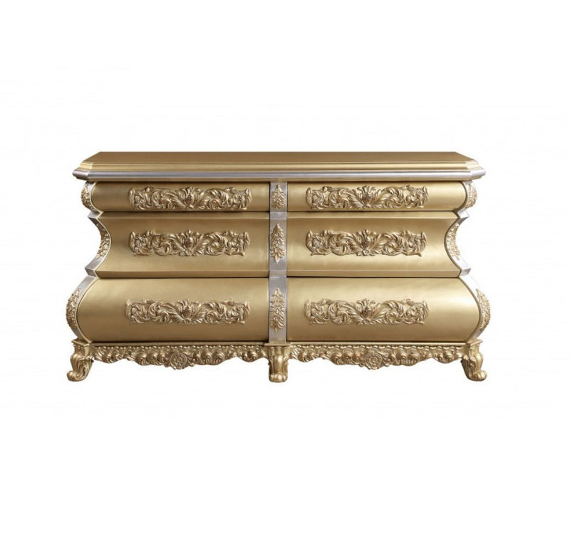 Commode double dorée à six tiroirs de 75 po Japon