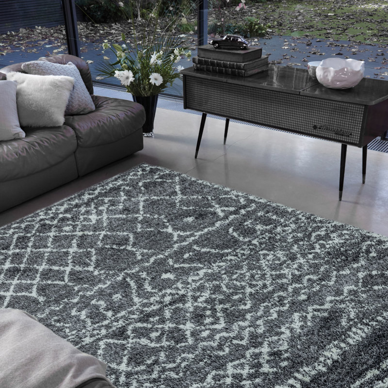 Manilow Shaggy Berber Grey Rug, Rectangle 160 x 230cm