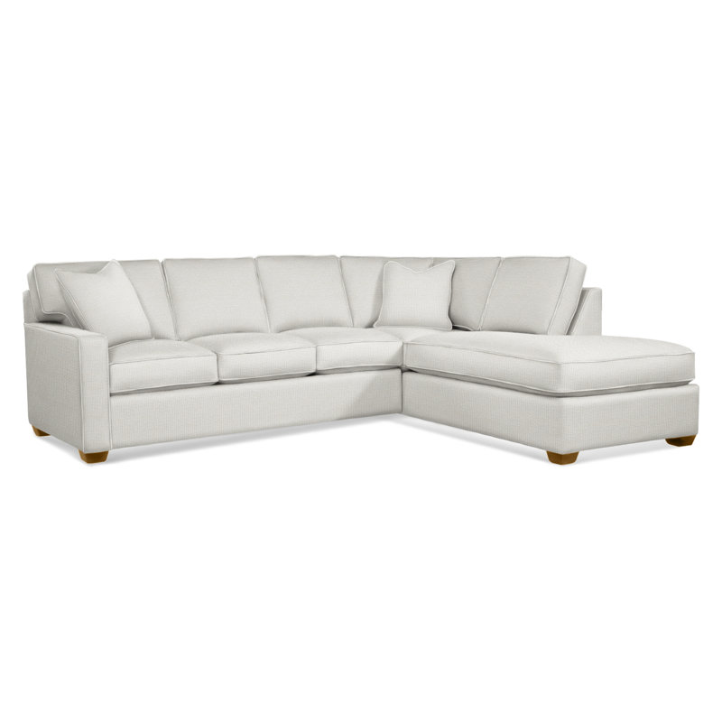 Ellora Upholstered Chaise L-Sectional, Right Hand Facing, Havana, Light Blue and White Stripe; 0256-54