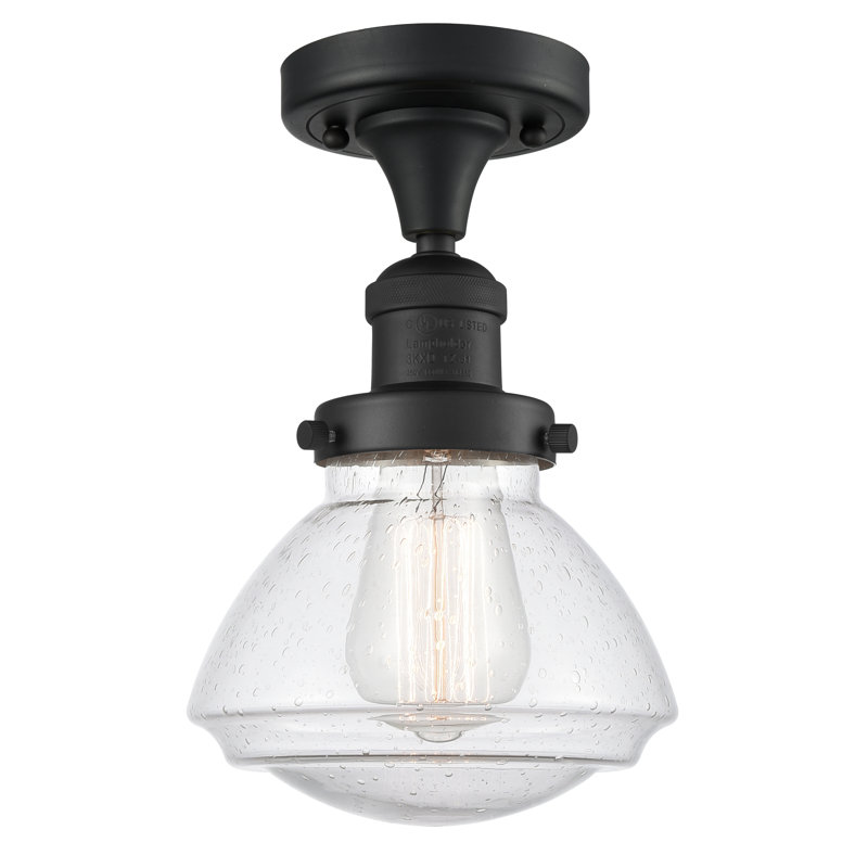 Chesterville Glass Semi Flush Mount, Matte Black, No Bulb Included, Seedy