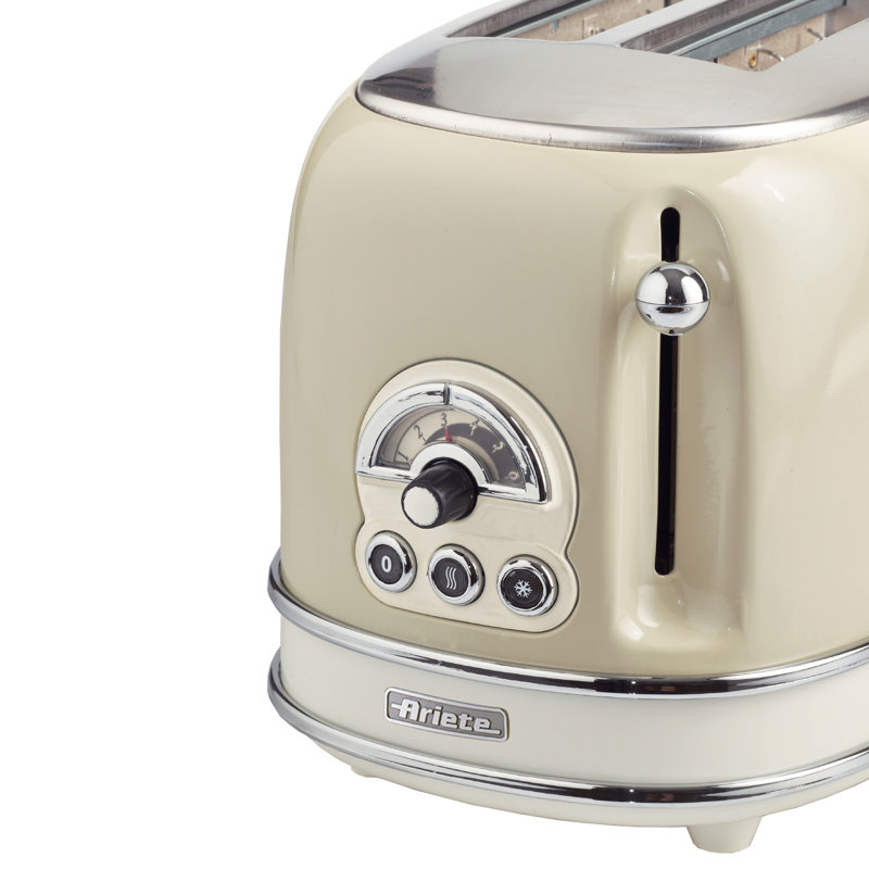 Ariete Vintage 1.7L Stainless Steel Dome Kettle with 2 Slice Toaster Set, Cream