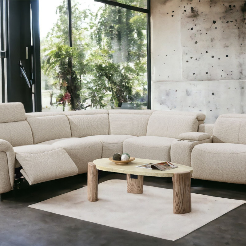 Canapé modulaire inclinable électrique Boucle pour 5 personnes avec porte-gobelet et appui-tête réglable