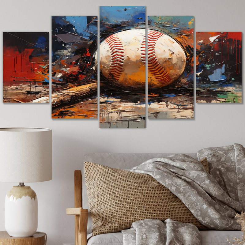 Baseball Collage II - Art mural sur toile sport - 5 panneaux