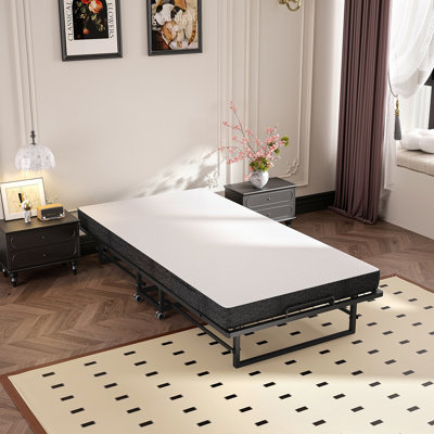 Portable Rollaway Guest Bed With Memory Foam Mattress And Bed Side Pocket