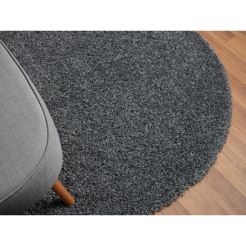 Shaggy Lush dark grey Rug, Round 150cm