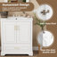 Meuble-lavabo autoportant 30 po avec lavabo, panneau de fibres à densité moyenne et structure en bois massif, 1 tiroir séparateur et 2 portes à fermeture en douceur (double tablette sur la porte)-2085081752