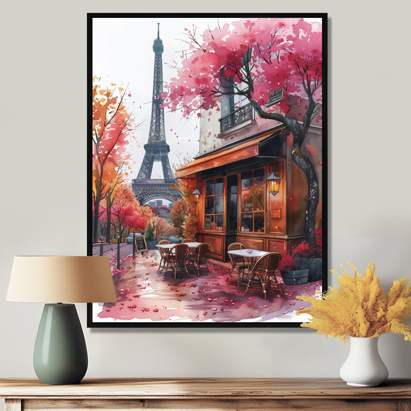 Impression de fleurs printanières au café de Paris II - City Paris, Sans cadre, métal, H 20 po x l 12 po