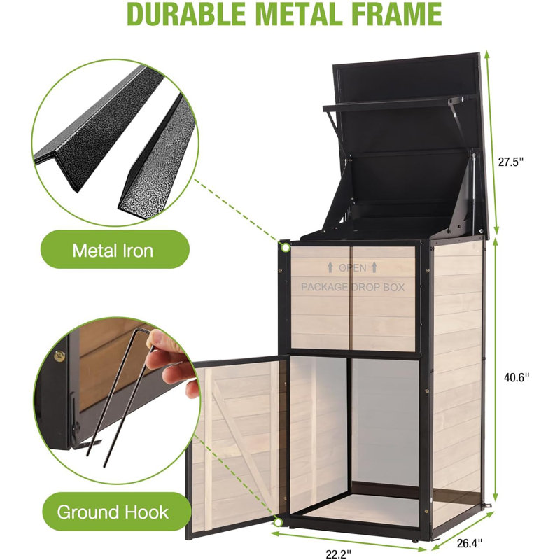 Package Delivery Boxes for Outside, Metal Frame Large Parcel Drop Box with Combination Lockable, Secure Anti Theft Package Delivery Box for Porch Curbside