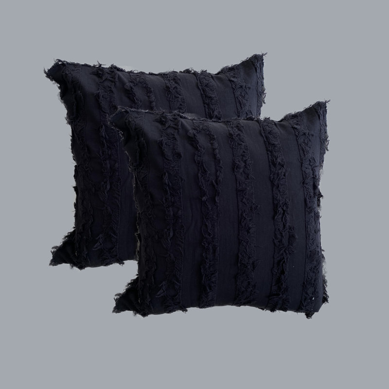  Housse de coussin Fringe, Noir