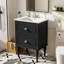 Ensemble de meuble-lavabo 24 po avec lavabo en céramique, armoire de rangement moderne avec 2 tiroirs et cadre en bois massif
