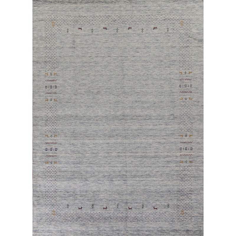 Tapis ivoire et bleu Gabbeh 9 x 12