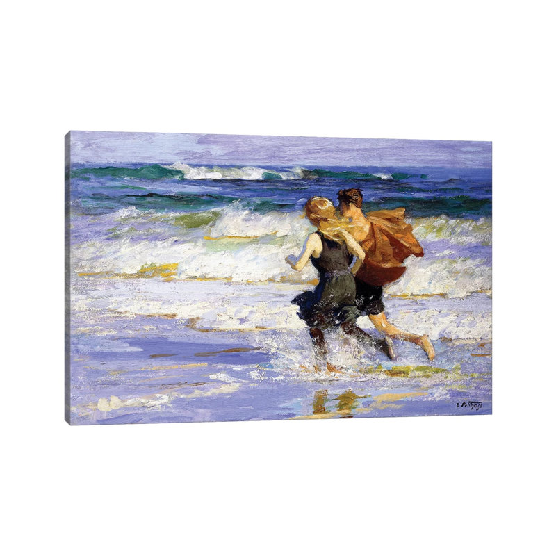 At The Beach, by Edward Henry Potthast - Wrapped Canvas Painting, 66.04 cm H x 45.72 cm W x 3.175 cm D