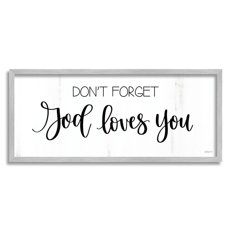 «God Loves You Spiritual Calligraphy Script», art mural tendu sur toile par imperfect Dust, L 30 po x H 13 po