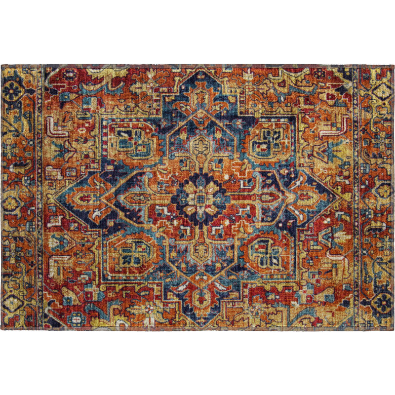 Tapis paprika Cerrito AMF570 lavable à la machine de qualité supérieure, Rectangle 1 pi 8 po x 2 pi 6 po