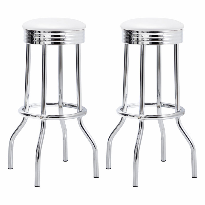 Tabouret de bar pivotant en métal blanc Midge (ensemble de 2), Blanc