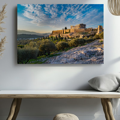 Canvas A Breathtaking Panorama Of The Acropolis In Athens Greece Reveals Wall Art The Parthenon With Its Majestic Weathered Columns Canvas Wall Art