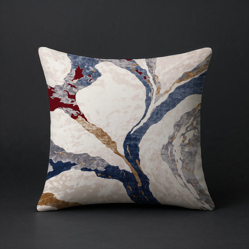Coussin décoratif intérieur / extérieur gris Modern Modern, Carré 16 po, Gris abstrait 147