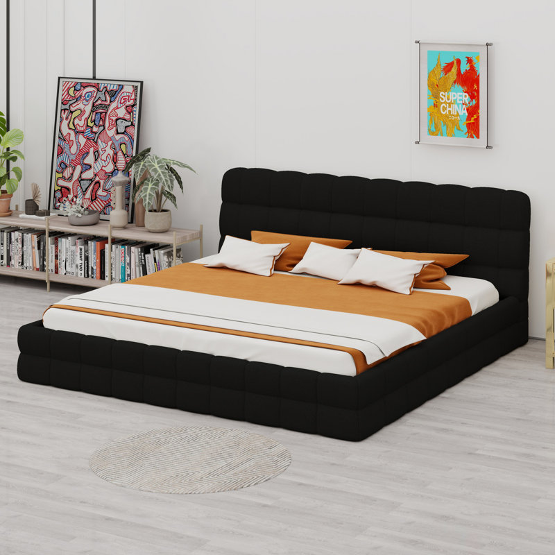 Lit plateforme tapissier Luxury, Noir