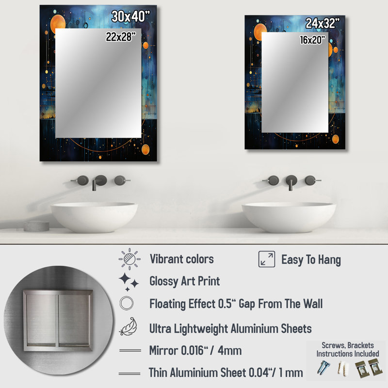 Astrologie alignement céleste - miroir mural décoratif en astrologie, miroir doré, impression d'art en métal, 40 po x 30 po