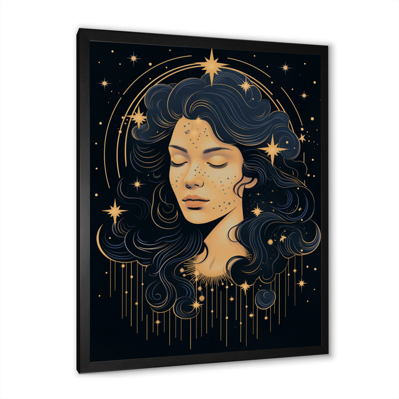 Spiritual Stargazer III, H 32 po x l 16 po x P 1 po, Cadre simple noir