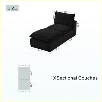 Corduroy Upholstered Chaise Lounge Sofa