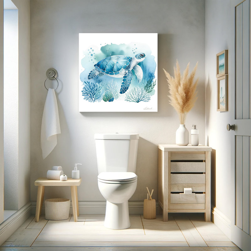 «Aqua Voyage of the Gentle Sea Turtle», reproduction sur toile tendue, H 30 po x l 30 po x P 1,5 po