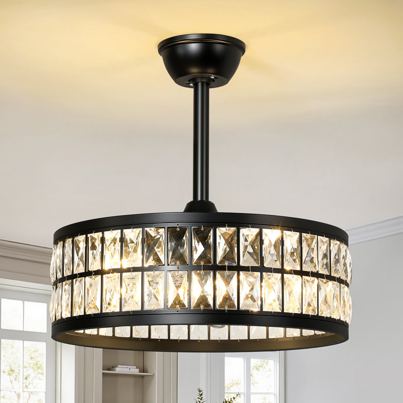 Ventilateur de plafond moderne en cristal 19 po avec ensemble d'éclairage et télécommande