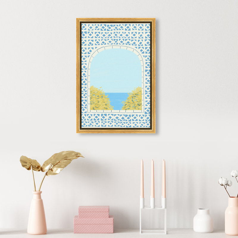 Mediterranean Window II Print by Oliver Gal, 16"H x 11"W, Gold Floater Frame