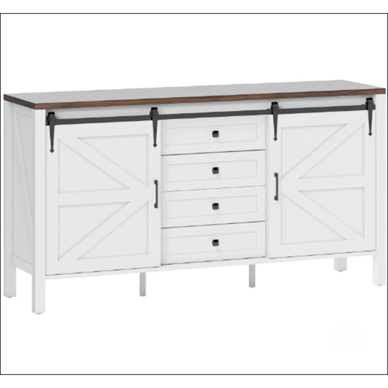 Armoire à café spacieuse avec tiroirs, parfaite pour le rangement organisé et le charme campagnard rustique dans les petits espaces