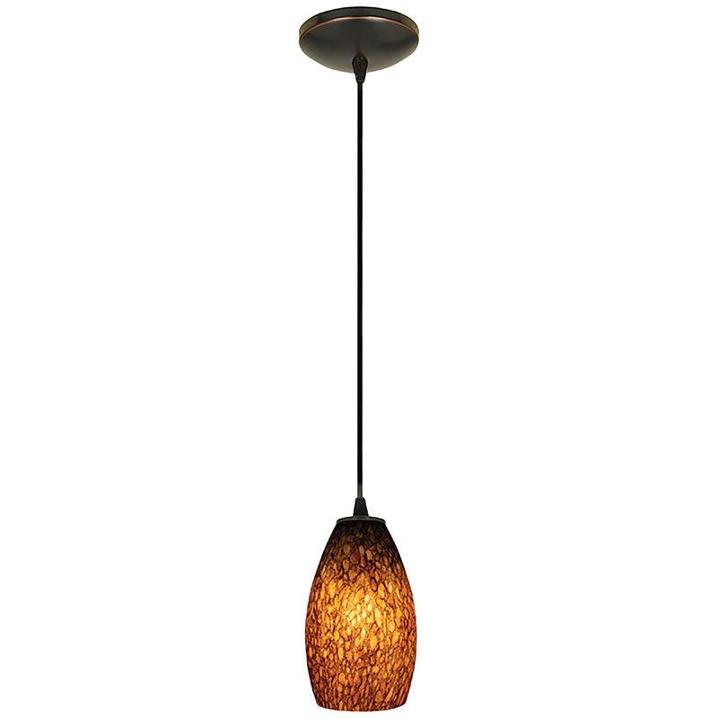 Luminaire suspendu à 1 lumière Carballo, Brun pierre, Bronze huilé