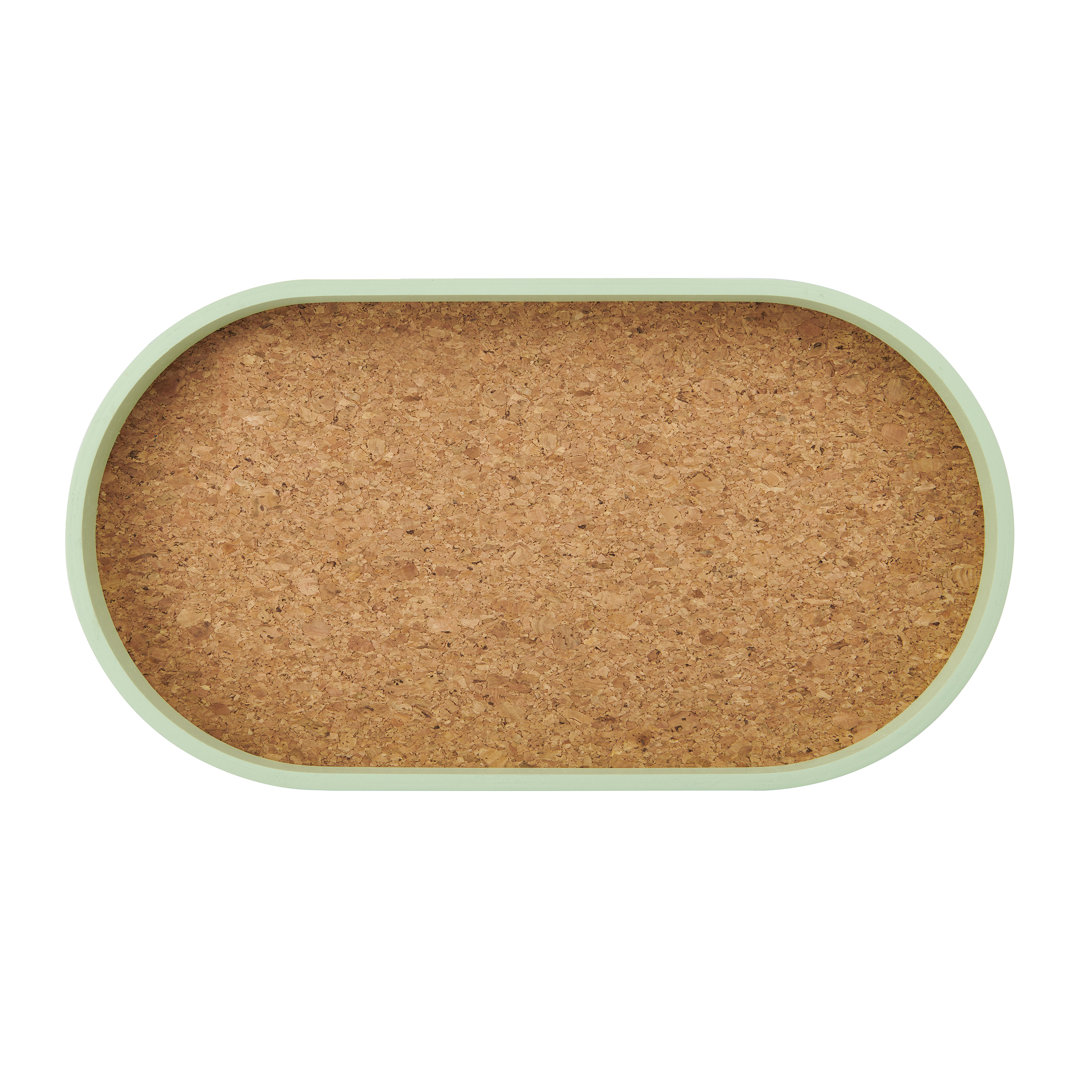 KitchenCraft Idilica Oval Serving Tray with Cork Veneer Base, 38 x 20cm