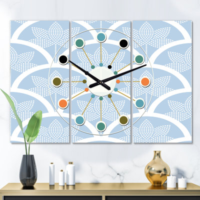 Horloge murale en demi-cercle de style japonais surdimensionné Mid-Century