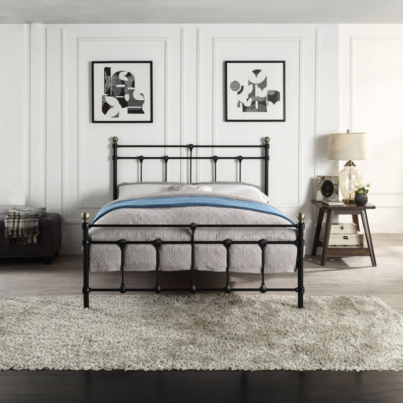 BAYFORD Metal Bed, Black, Kingsize (5')