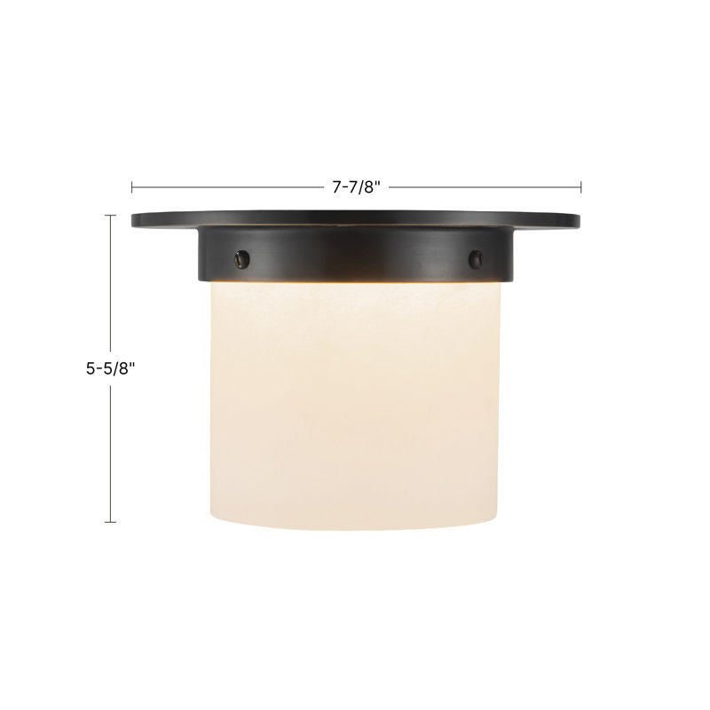Mineral 8-in Brass Flush Mount, Oil Rubbed Bronze, Opal Glass