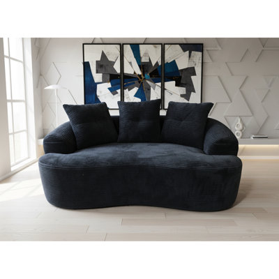 Coussins incurvés noirs de 170 cm (67,07 po), moelleux et à ressorts ensachés, 3 coussins décoratifs, aucun assemblage requis, coin détente dans la chambre avec siège, noir, espace détente pour appartement