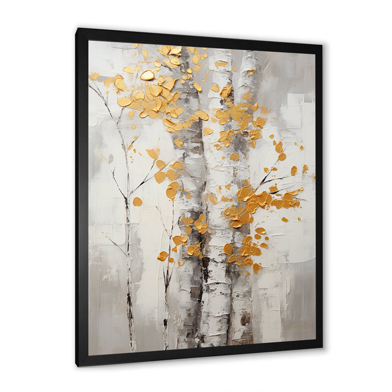 Arbre murmure de gris et de jaune I - art mural floral et botanique dans le salon, H 20 po x l 12 po x P 1 po