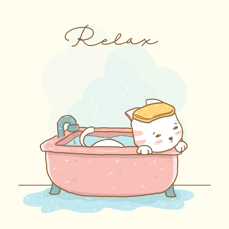 "Turien, chat dans une baignoire sur toile" par Natsicha, impression, H 36 po x l 36 po